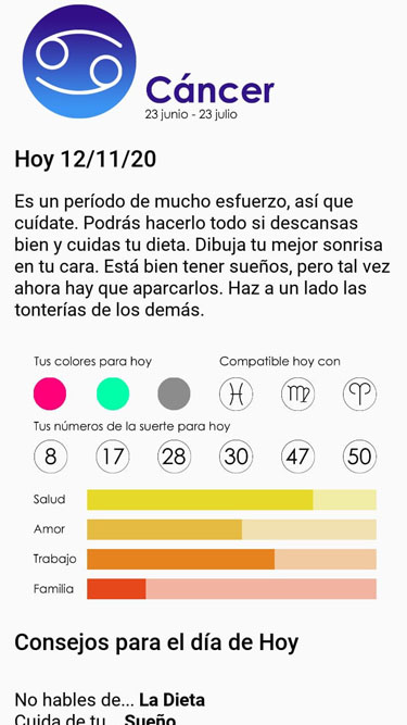 App El Horóscopo del Zodíaco - previsión dias